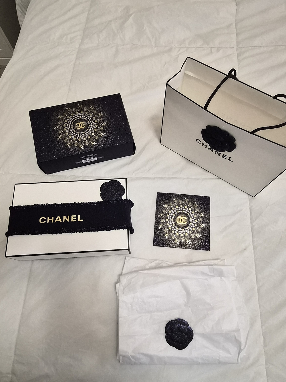 Authentic Chanel Holiday Packaging Set Gloss Up Box Ribbon Camellia Tissue Shopp
